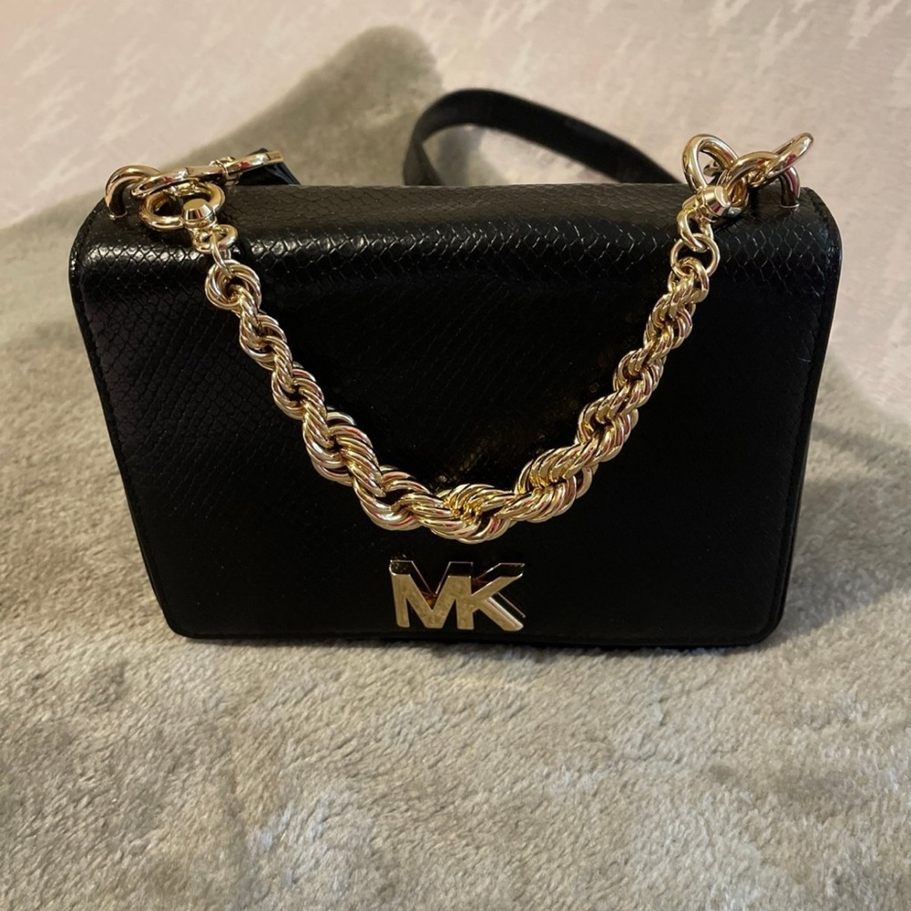 Michael Kors Black Crossbody Bag with Gold Accents